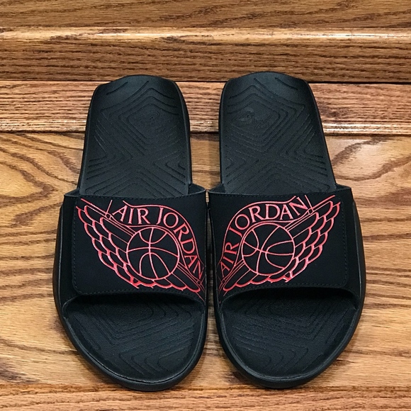 Jordan Hydro 7 Black University Red Rouge Slides - Picture 4 of 7